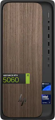 HP - OmniDesk Desktop, Intel Core Ultra 7 265, NVIDIA RTX 5060, 32GB DDR5, 2TB SSD, Wi-Fi 6, Win11 Pro, Dark Wood - Black