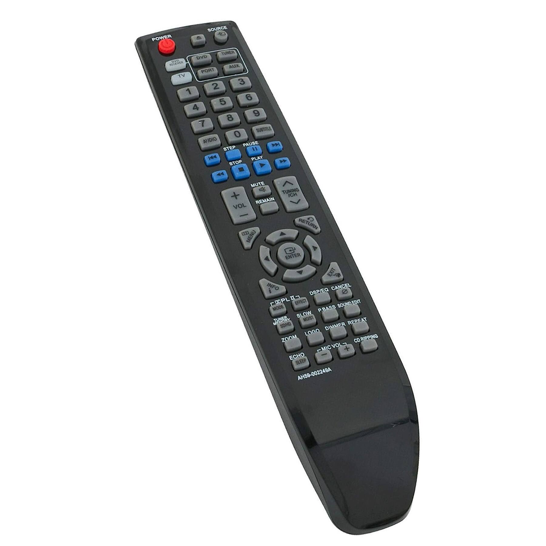 Sure, here is the corrected and grouped text from the image:

---

**SOURCE**  
TV  
DVD  
PORT  
AUX  
TUNER  

**1 2 3 4 5 6 7 8 9 0**  

**A/V**  
PAUSE  
STEP  
STOP  
PLAY  

**MUTE**  
VOL +  
VOL -  

**TUNING**  
CH  

**RETURN**  
ENTER  
EXIT  
INFO  

**DSP PRO**  
SOUND EDIT  
SLOW  
MOST  
REPEAT  
DINNER  
ZOOM  
LOGO  
ECHO  
MIC VOL  
CD RECORDING  

**A/V**  
SOUND EDIT  
SLOW  
MOST  
REPEAT  
DINNER  
ZOOM  
LOGO  
ECHO  
MIC VOL  
CD RECORDING  

**A/V**  
SOUND EDIT  
SLOW  
MOST  
REPEAT  
DINNER  
ZOOM  
LOGO  
ECHO  
MIC VOL  
CD RECORDING  

**A/V**  
SOUND EDIT  
SLOW  
MOST  
REPEAT  
DINNER  
ZOOM  
LOGO  
ECHO  
MIC VOL  
CD RECORDING  

**A/V**  
SOUND EDIT  
SLOW  
MOST  
