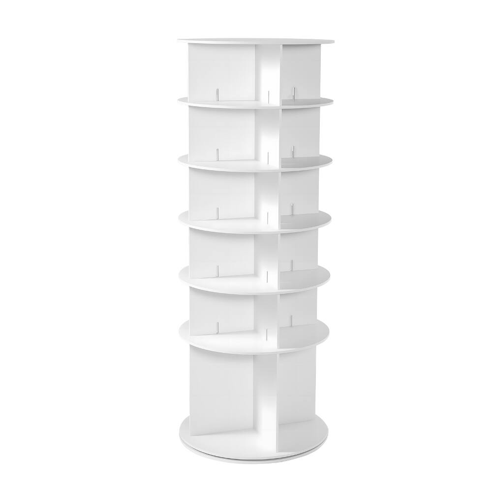 Front. Loheer - Loheer 6 Tier Rotating Shoe Rack, Freestanding Lazy Susan Shoe Organizer with Boot Storage, White - White.