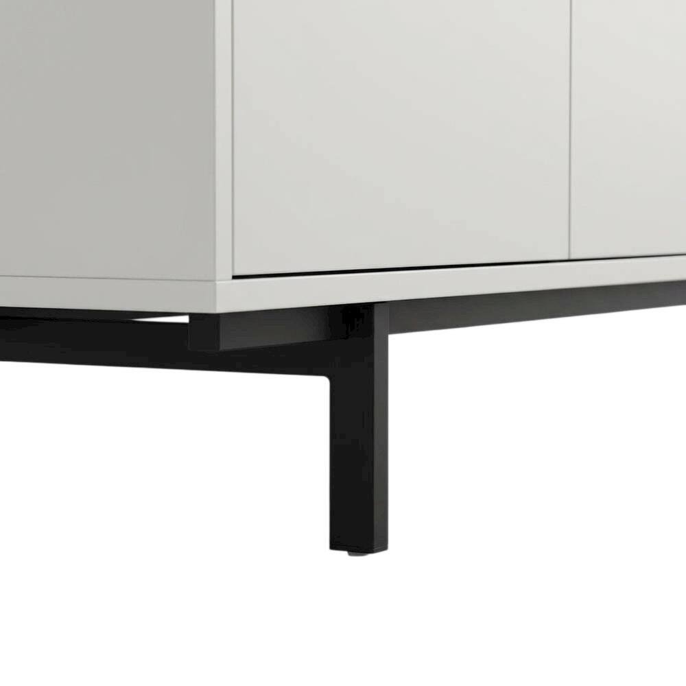 Alt View 2. FurniFact - White Laminate TV Stand with 4 Doors and Modern Design - White.