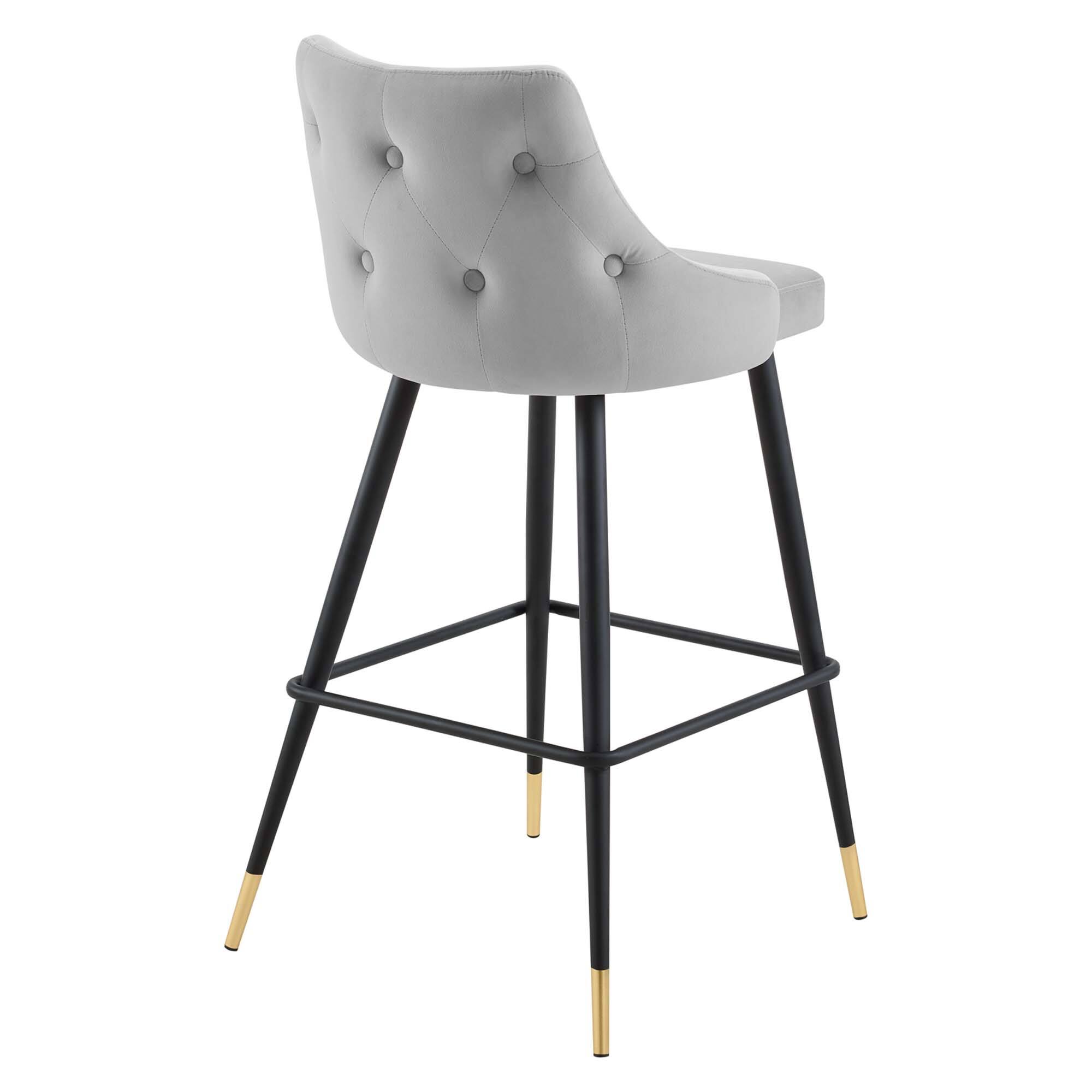 Alt View 2. Modway - Adorn Performance Velvet Bar Stool by Modway - Light Gray.