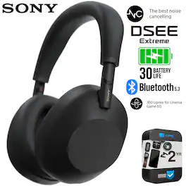 Sony - WH-1000XM6 Wireless Headphones, Black with Exclusive 2 Year Warranty Bundle