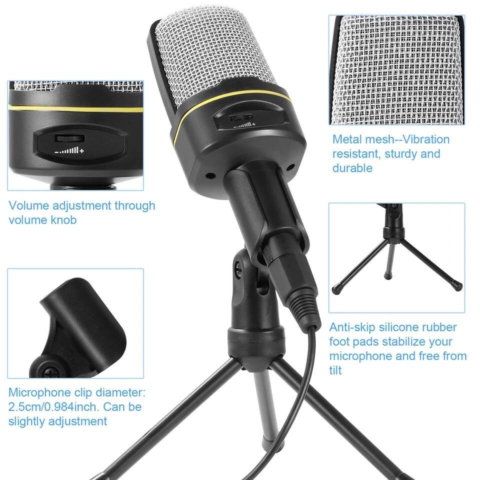 - Metal mesh--Vibration resistant, sturdy and durable
- Volume adjustment through volume knob
- Anti-skip silicone rubber foot pads stabilize your microphone and free from tilt
- Microphone clip diameter: 2.5cm/0.984inch. Can be slightly adjustment