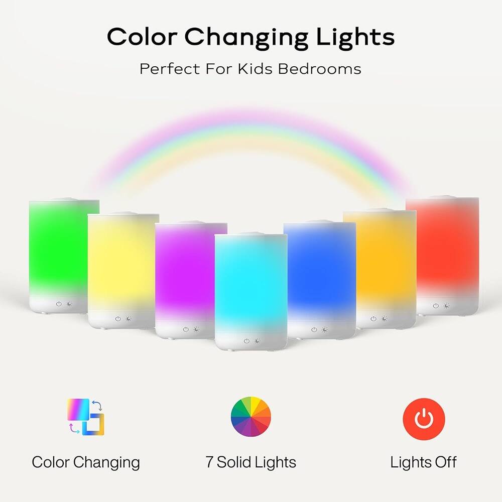 Color Changing Lights  
Perfect For Kids Bedrooms  

Color Changing  
7 Solid Lights  
Lights Off