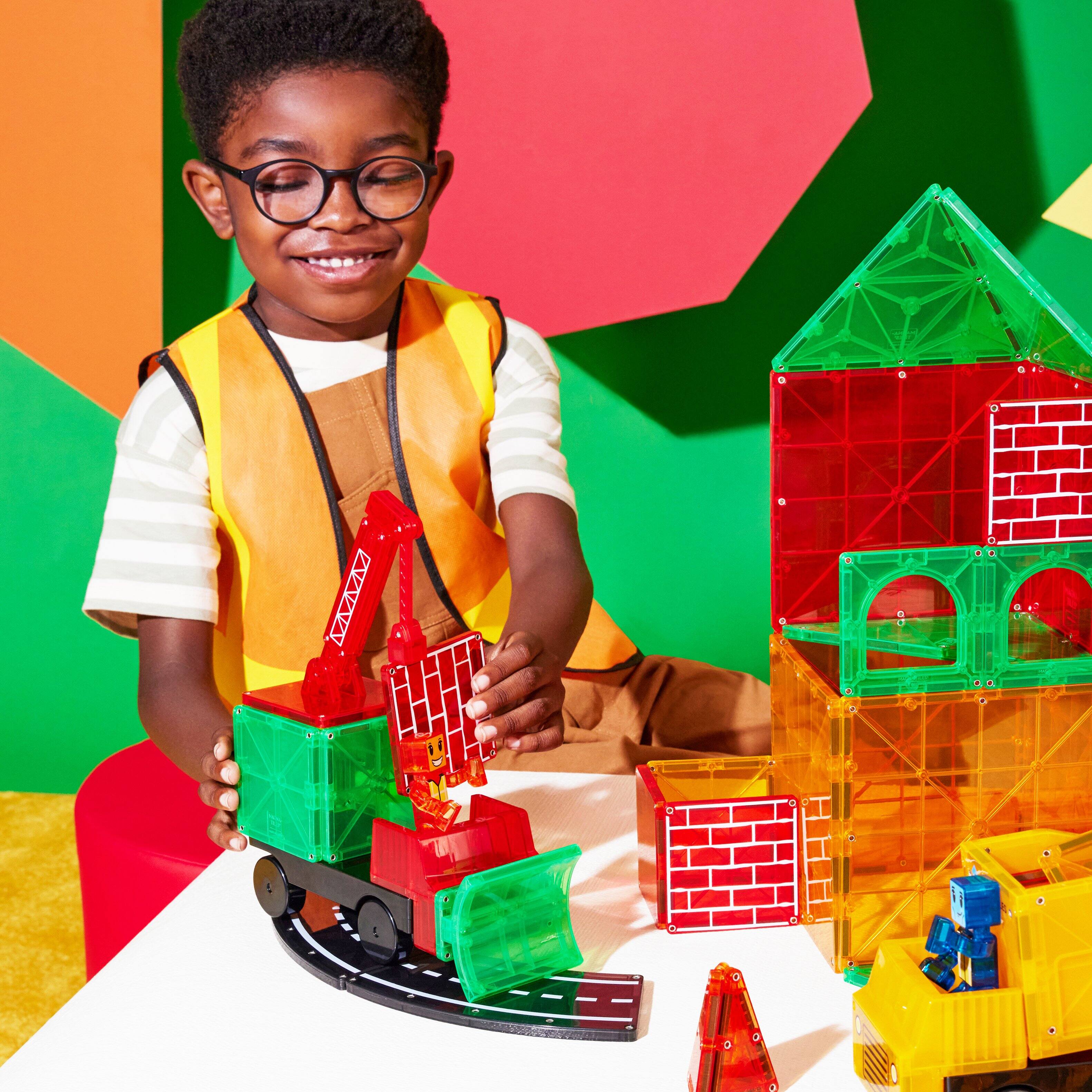 Back. Magna-Tiles - BUILDER XL 50-Piece Magnetic Construction Set, THE ORIGINAL MAGNA-TILES.