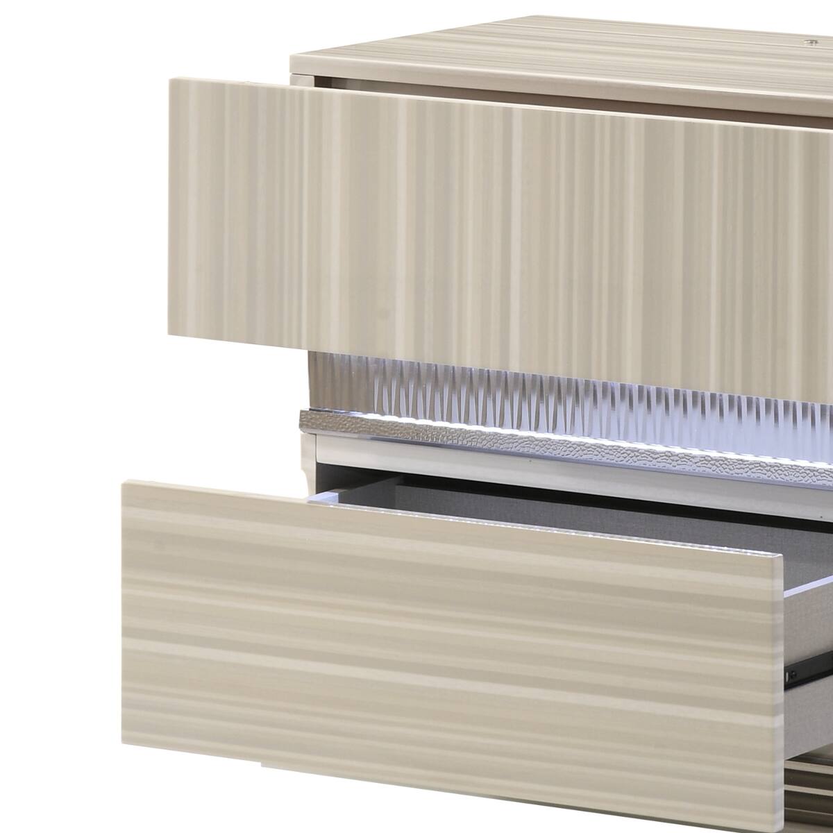 Alt View 3. Loheer - Loheer Gray Two Drawer Nightstand with Integrated LED Accent Lighting - Gray.