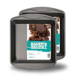 Baker's Secret - 2pcs Square Pan Non-stick 2.2"x8.6"x10.4" Classic Line Carbon Steel - Dark Gray