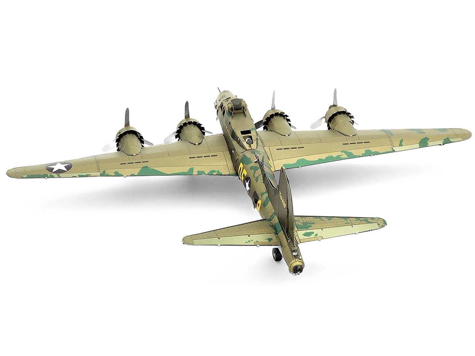 Left. Metal Earth - Boeing B-17 Flying Fortress Bomber "World War II" US Army Air Forces Challenging Steel Model Kit - Green.