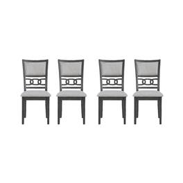 FurniFact - Solid Wood Dining Chair Set of 4 Fabric Seat Contemporary Style - Gray
