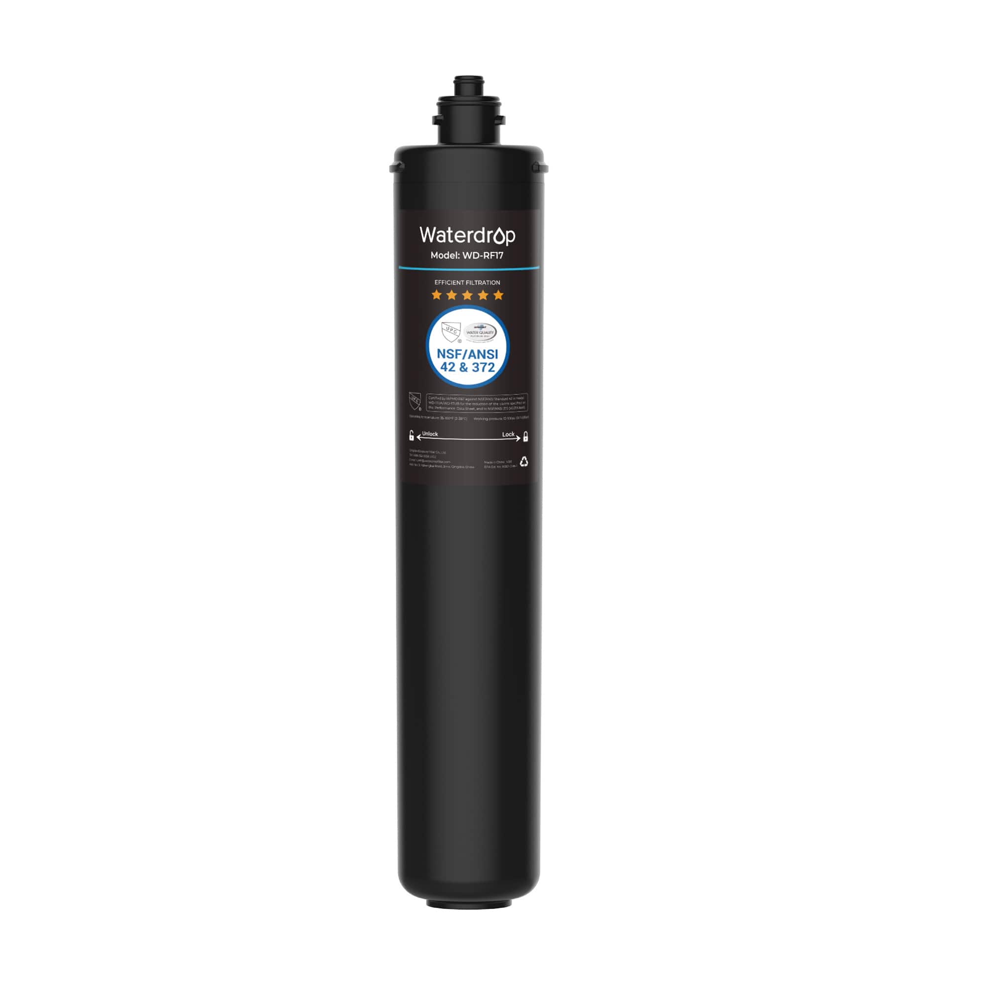 Waterdrop - RF17 Replacement Filter Cartridge For 17UA/17UB Under Sink Water Filter - Black