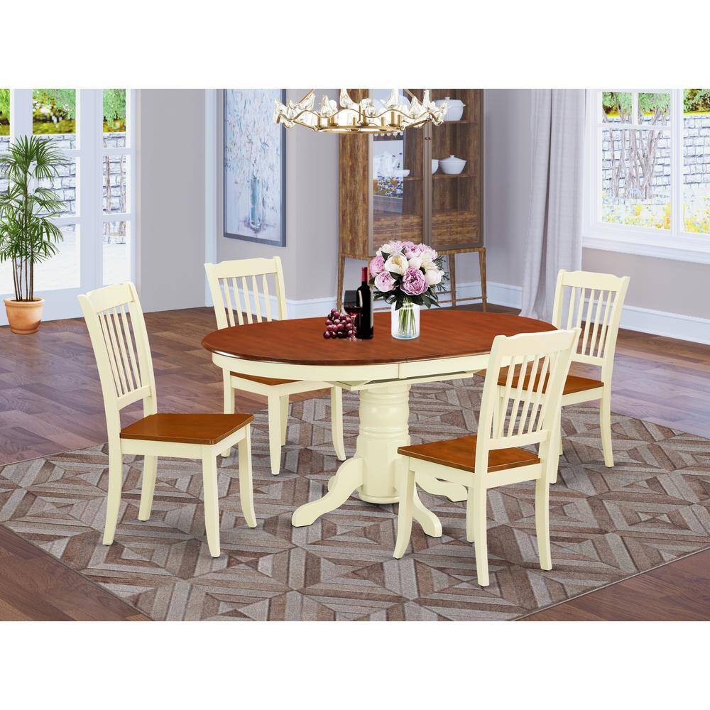 Back. East West Furniture - Dining Room Set Buttermilk & Cherry - Brown.
