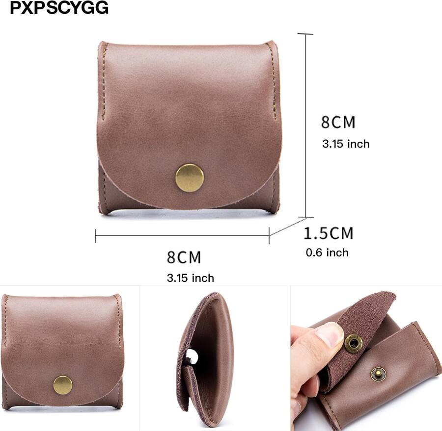 Auledio Rustic Leather Moon Pocket Coin Purse, Genuine Auledio Rustic Leather Moon Pocket Coin Purse, Genuine