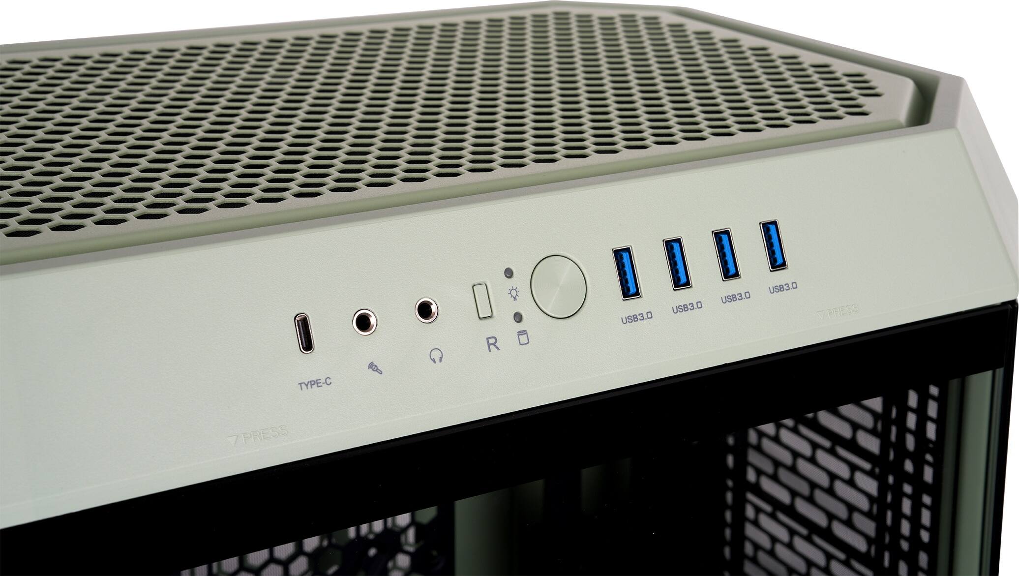 The text on the image reads "USB3.0 USB3.0 USB3.0 VIRESS USB3.0 TYPE-C 7 PRESS." This text is likely describing the USB ports available on the computer. The text indicates that there are three USB 3.0 ports, which are compatible with USB 3.0 devices and offer faster data transfer speeds. Additionally, there is a USB Type-C port, which is a newer and more versatile port that can support both USB 3.0 and USB 2.0 devices. The "7 PRESS" could be referring to a button or switch on the computer that is used for power or other functions.