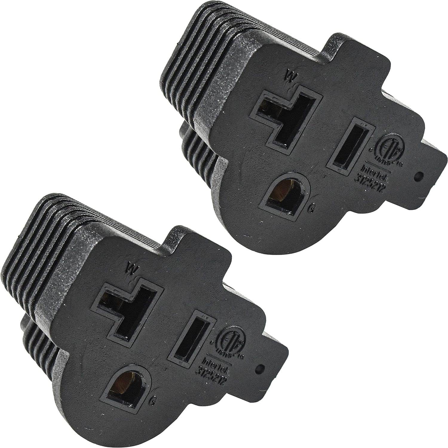 HQRP - 2-Pack 15-Amp Household Plug to 20-Amp NEMA 5-15P to 5-15R/5-20R Plug Adapter 15-Amp to 20-Amp T-Blade - Black