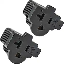 HQRP - 2-Pack 15-Amp Household Plug to 20-Amp NEMA 5-15P to 5-15R/5-20R Plug Adapter 15-Amp to 20-Amp T-Blade - Black