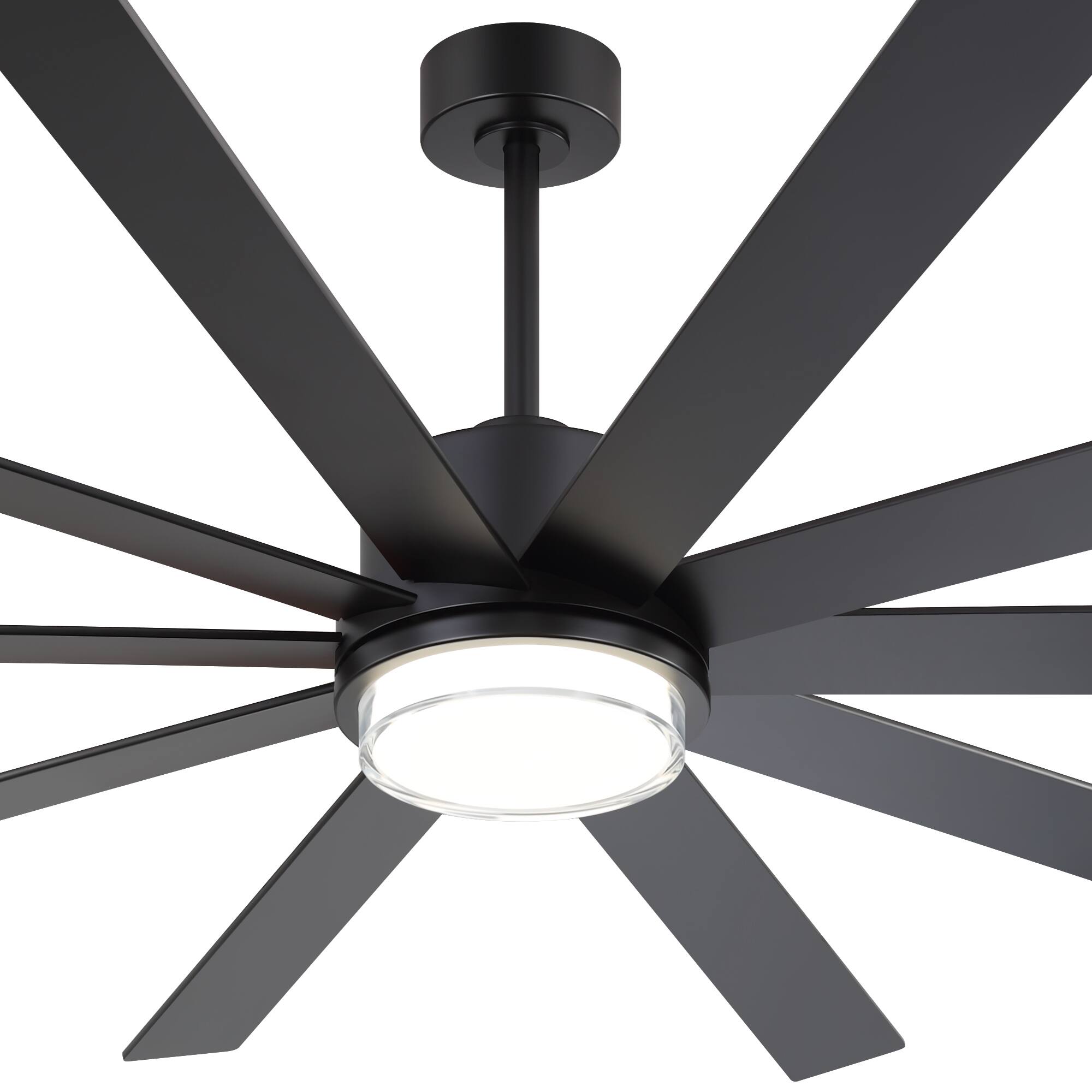 Alt View 8. Breezary - 75-Inch LED Ceiling Fan with Light, 10 Plywood Blades, DC Motor, Remote, Includes 6, 12 & 23.4 Inch Downrods - black.