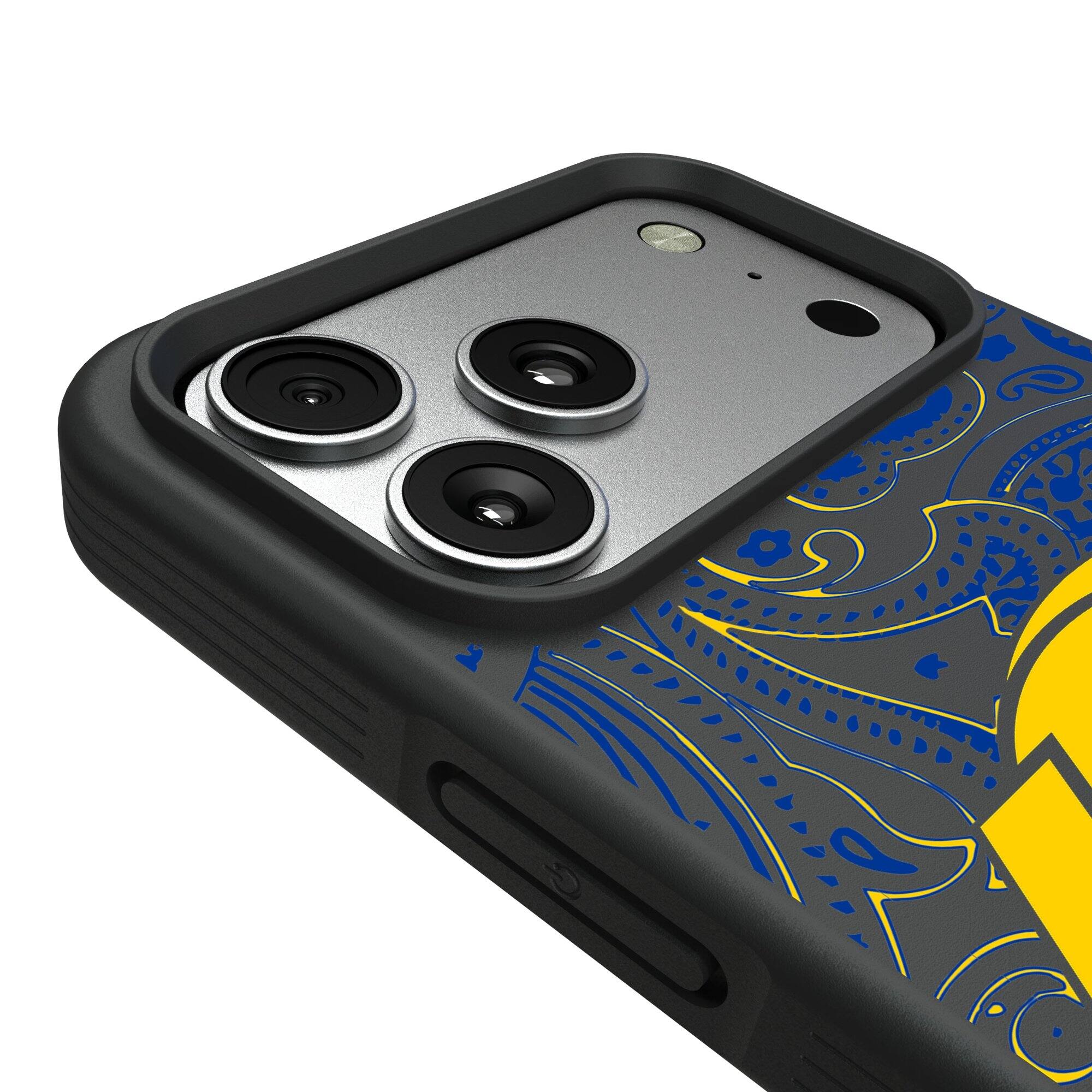 Alt View 2. Keyscaper - Los Angeles Rams Bump Case with 8.2ft Drop Protection - 15 Pro - Multicolor.