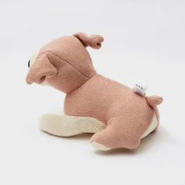 Siljoy - Knitted Stuffed Dog Soft Toy, 24x28 cm, Tan, 100% Cotton & Polyester, Cuddly Plush - Peach