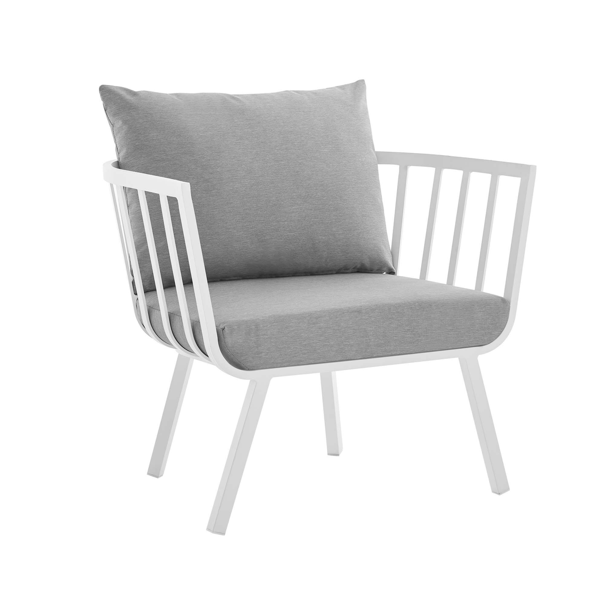 Angle. Modway - Riverside Outdoor Patio Aluminum Armchair by Modway - White Gray.