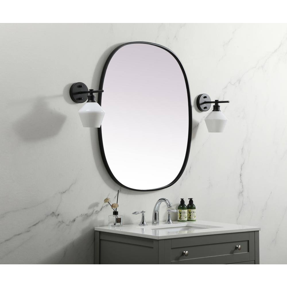Alt View 6. Elegant Decor - Metal Frame Oval Mirror 30x36 Inch in Black - Black.
