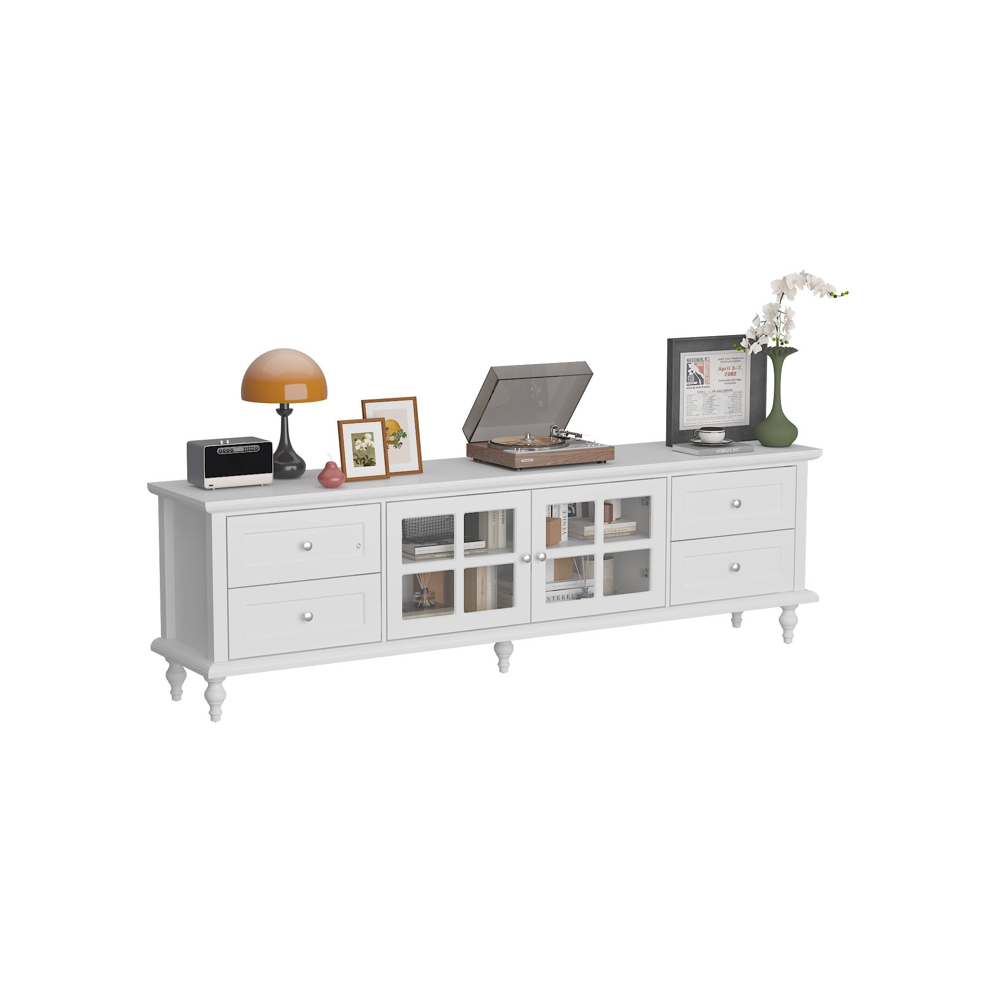 Angle. Famapy - Famapy European - Style TV Stand Silent Slides Solid Wood Legs, Fits Upto 70" TVs - White.