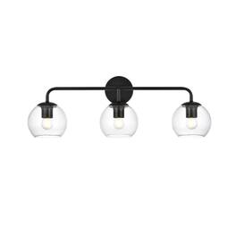 Living District - Genesis 3-Light Iron and Glass Bath Sconce - Black