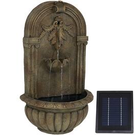Sunnydaze - Florence Outdoor Solar Wall Fountain with Battery - Florentine Stone