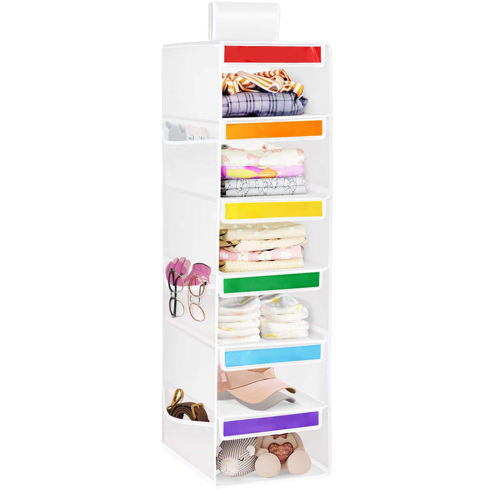 Dapper Styles - 6-shelf Weekly Closet Hanging Organizer For 6-grid Days Of The Week Clothing Monday Through Saturday Foldab - White
