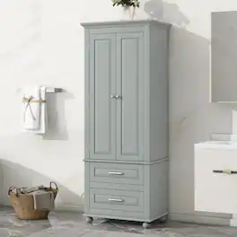 Mirfee - Tall Storage Cabinet with 2 Drawers for Bathroom or Office - Gray