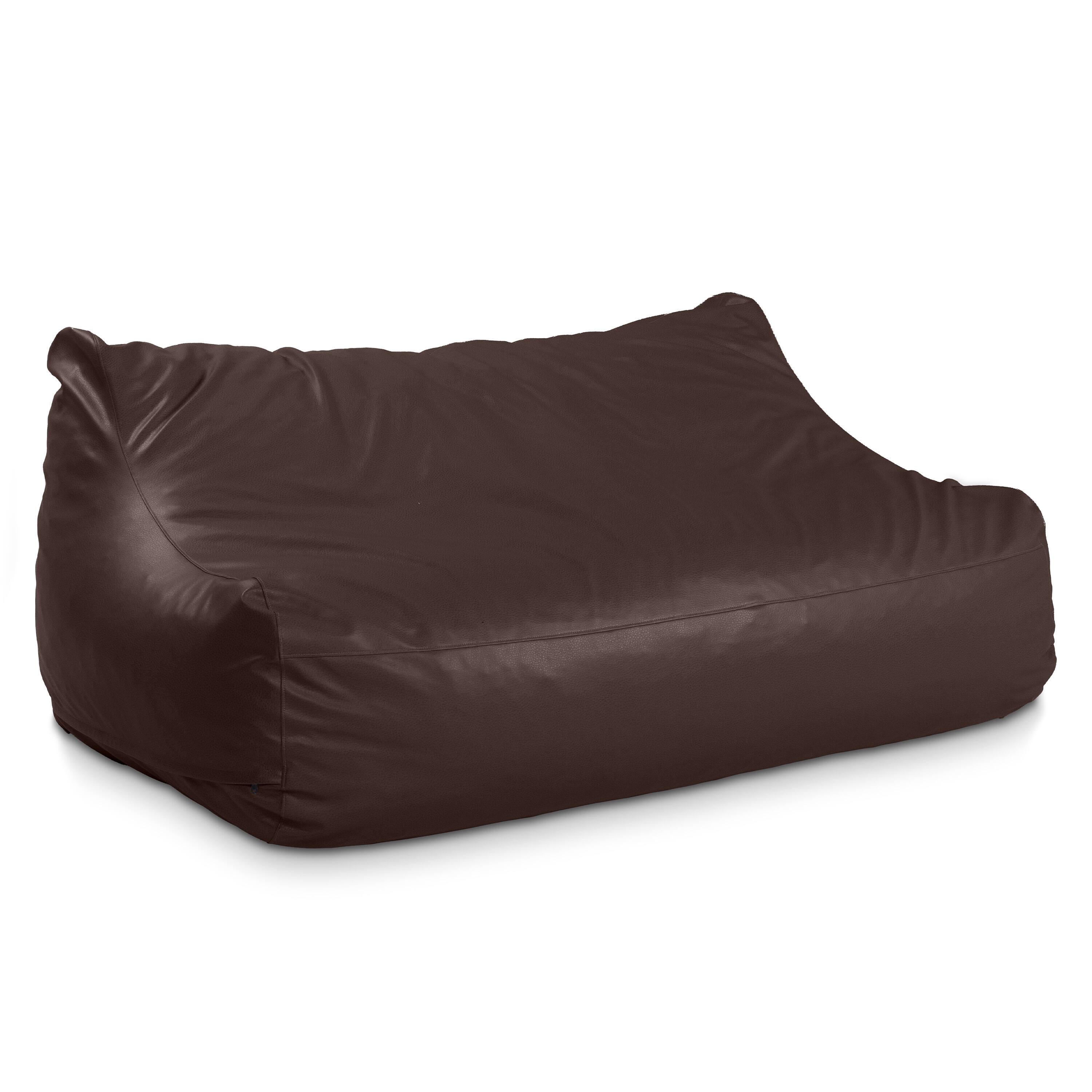 Jaxx - Atrium Collection Lozia Loveseat - Large Foam Bean Bag Sofa Faux-Leather - Chocolate