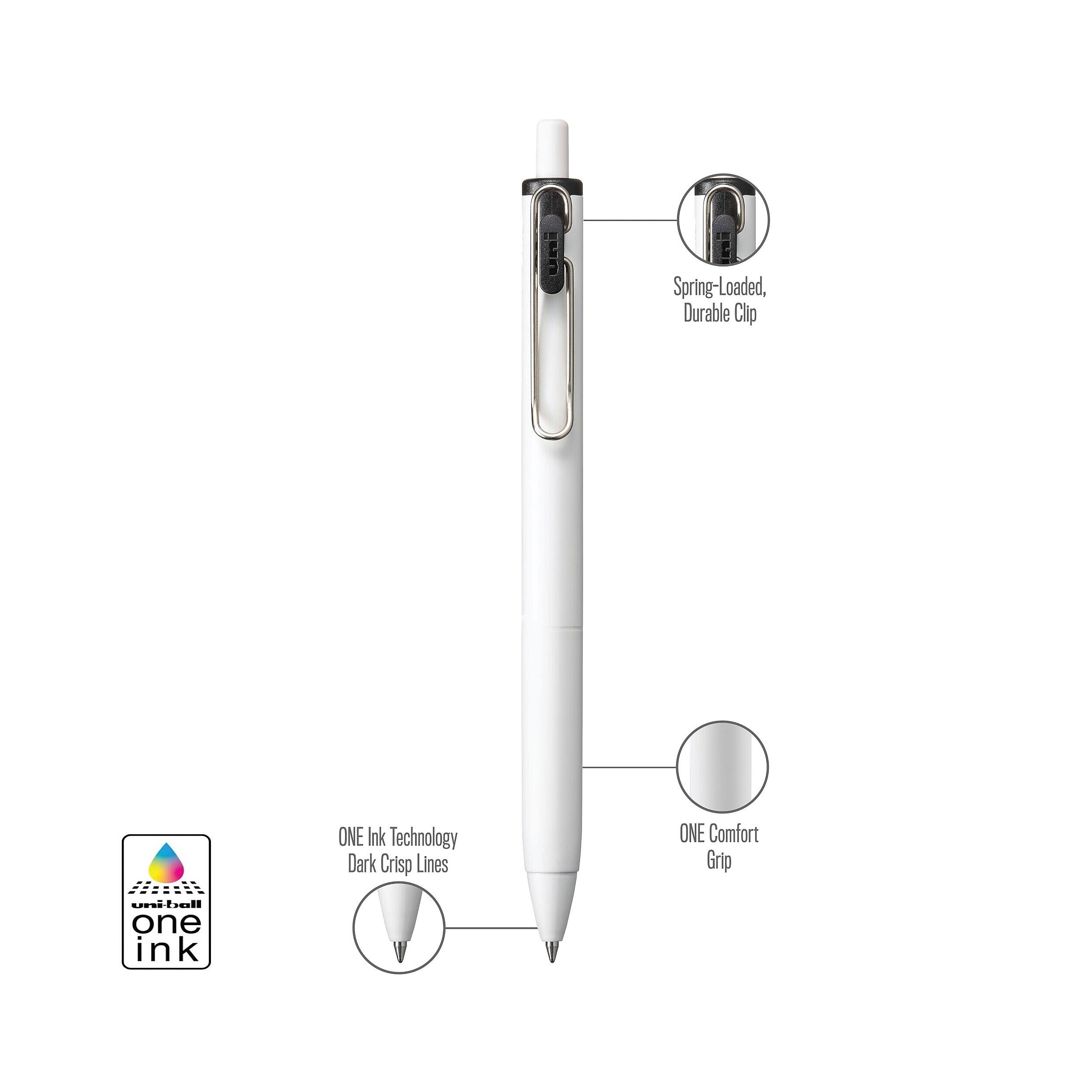 Spring-Loaded, Durable Clip  
ONE Ink Technology Dark Crisp Lines  
ONE Comfort Grip  
uni-ball one ink