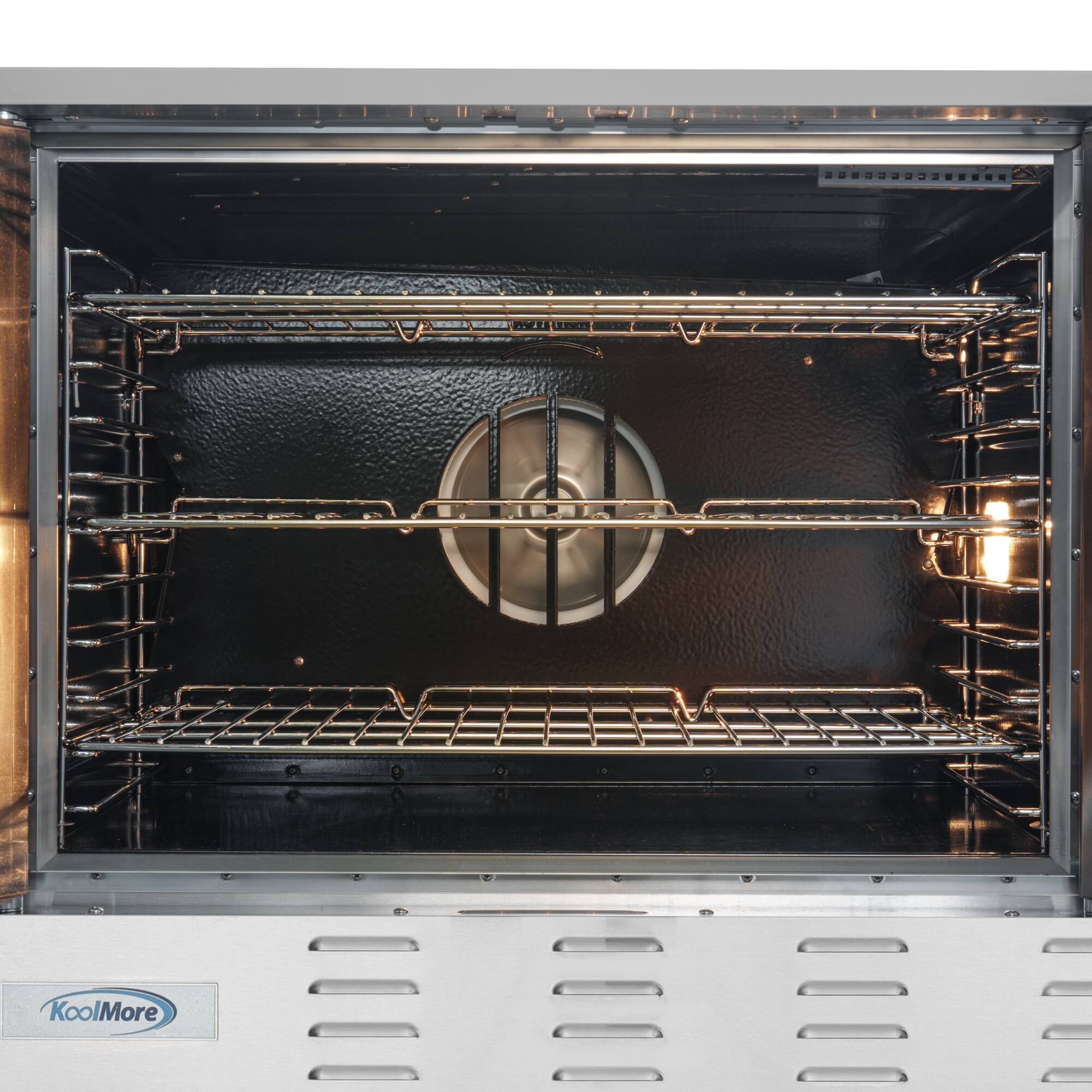 Alt View 4. Koolmore - 38 in. Full Size Single Deck Commercial LP Convection Oven 54,000 BTU with Casters (KM-CCO54-LPC) - Stainless Steel.