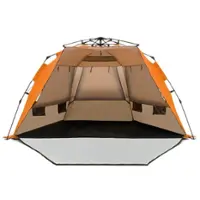 Costway - Pop-up Beach Tent Portable Beach Shade for 3-4 Persons UPF 50+ Protection - Orange - Front_Zoom
