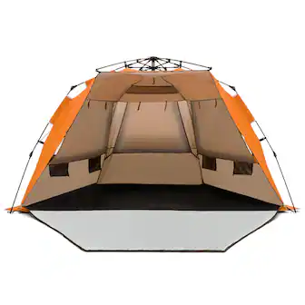 Front. Costway - Pop-up Beach Tent Portable Beach Shade for 3-4 Persons UPF 50+ Protection - Orange.