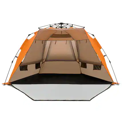 Front. Costway - Pop-up Beach Tent Portable Beach Shade for 3-4 Persons UPF 50+ Protection - Orange.