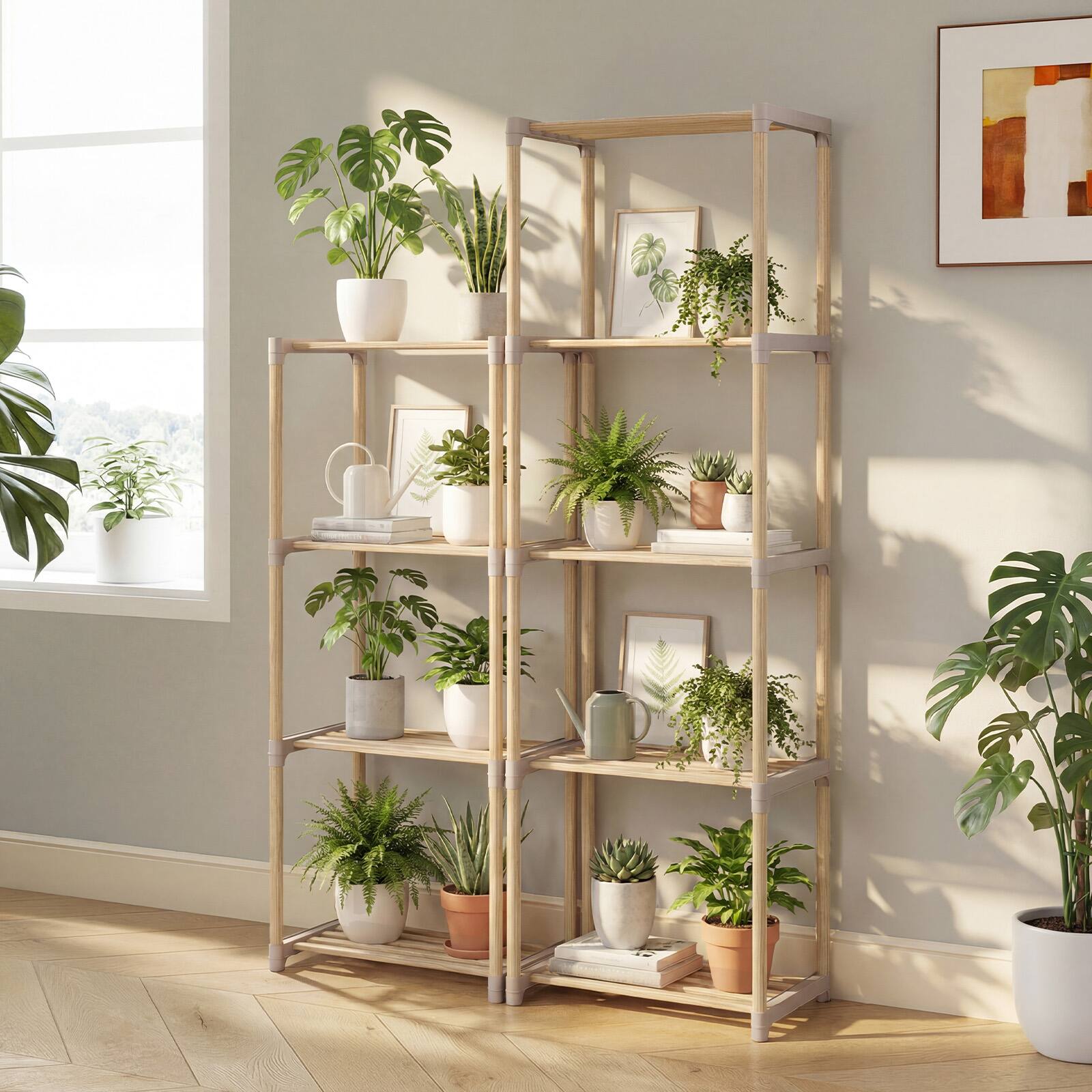 Alt View 6. Gymax - Gymax 4-Tier Bookshelf w/Open Shelves Freestanding Storage Organizer for Home Office - Gray.