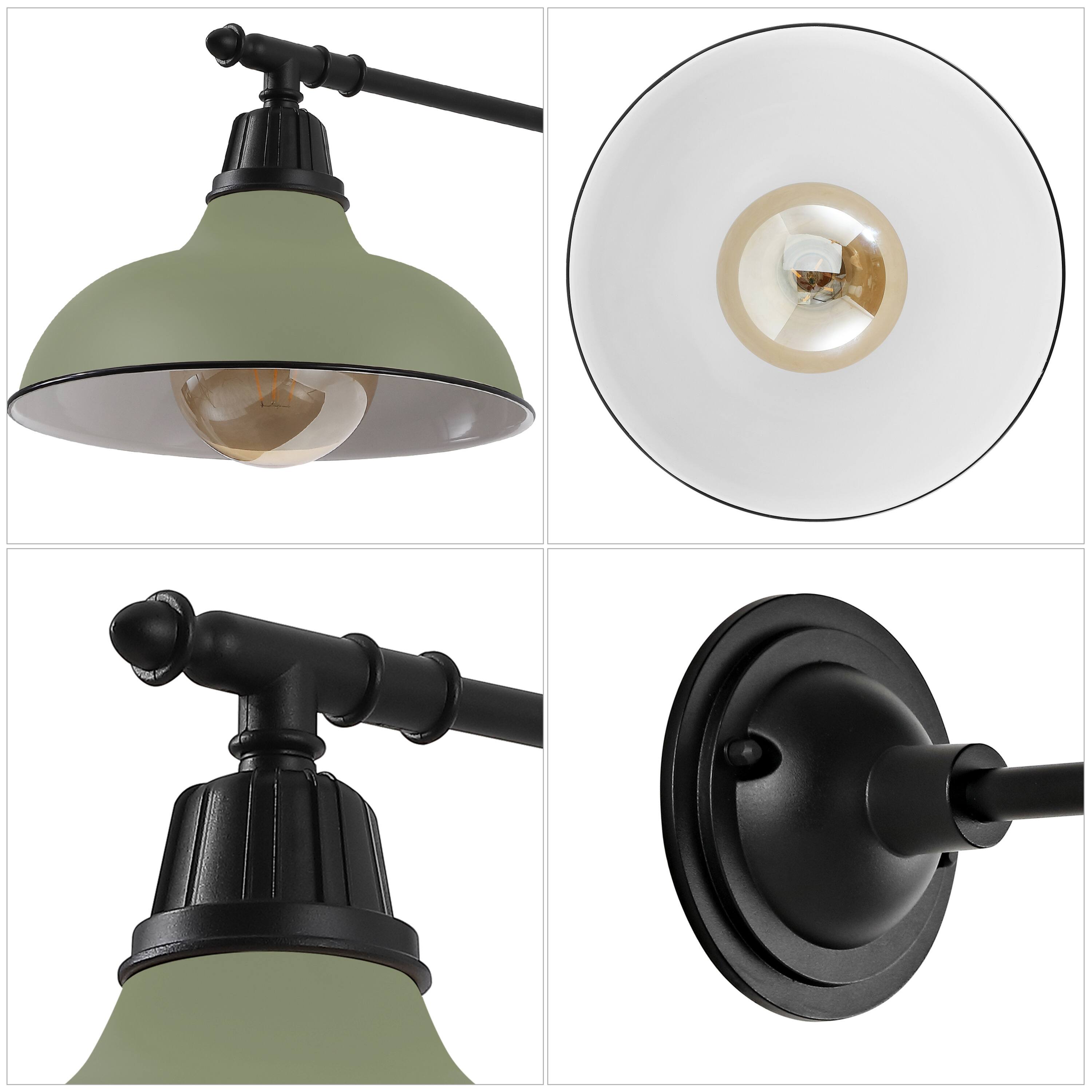 Alt View 6. Jonathan Y - Wallace 12.25" 1-Light Farmhouse Indoor/Outdoor Iron LED Victorian Arm Outdoor Sconce, Matte Olive Green/Black - Matte Olive Green/Black.
