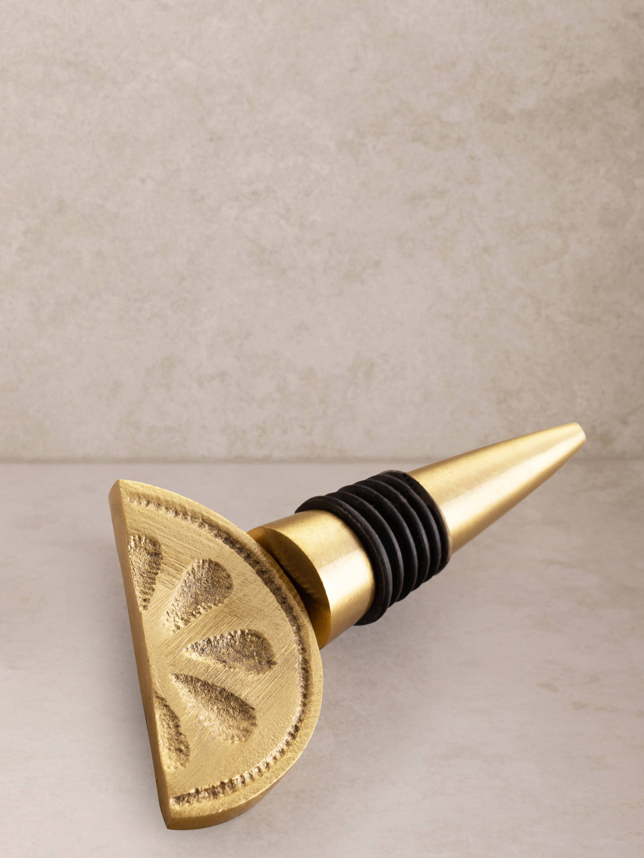 Back. GAURI KOHLI - Trellis Wine Bottle Stopper - Matte gold.