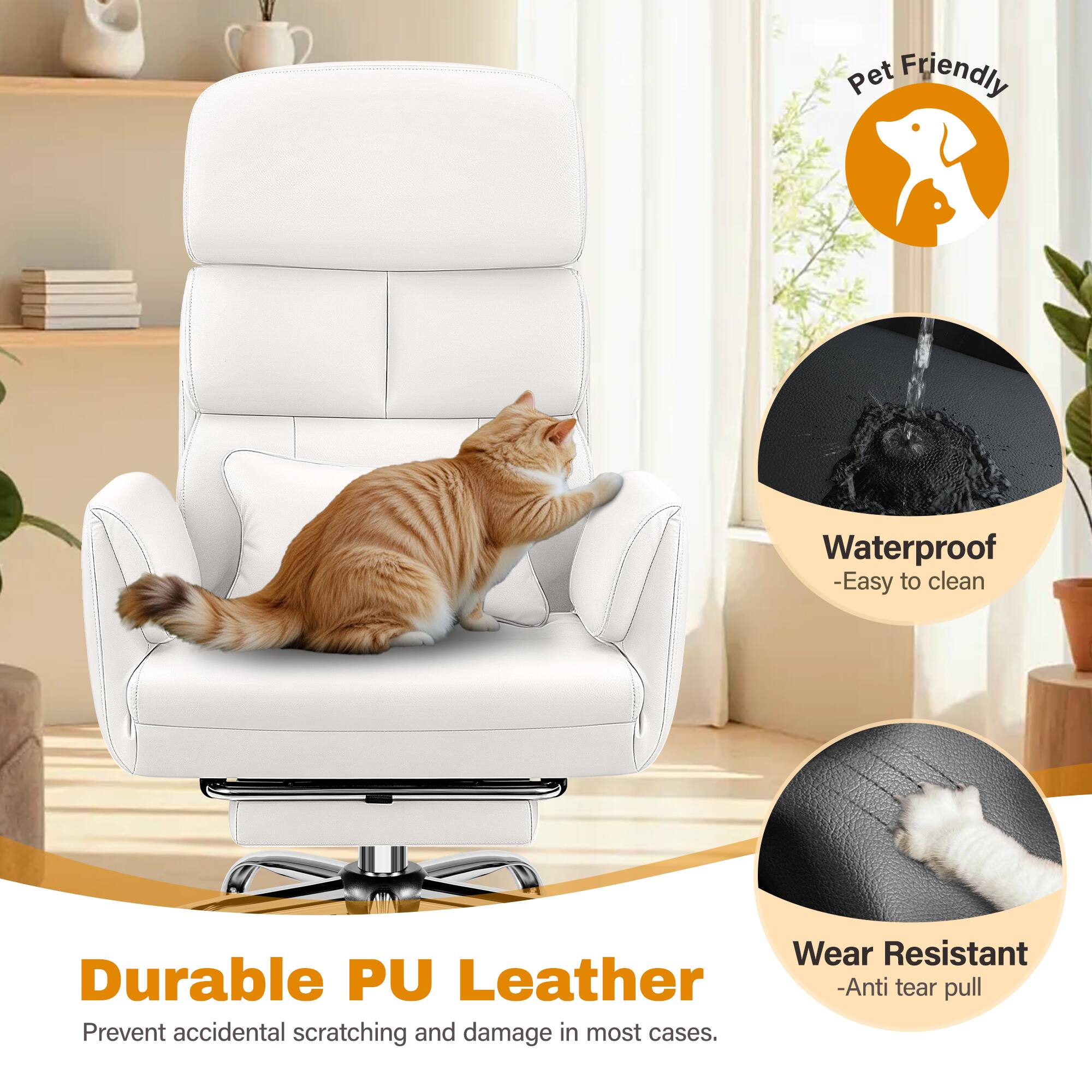 Pet Friendly  
Waterproof - Easy to clean  
Wear Resistant  
Durable PU Leather - Anti tear pull  
Prevent accidental scratching and damage in most cases.