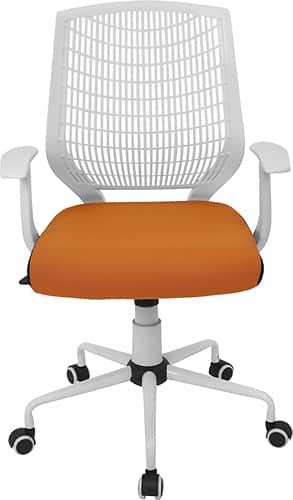 Front. LumiSource - Workspace 5-Pointed Star Mesh Linen Fabric Chair - White.