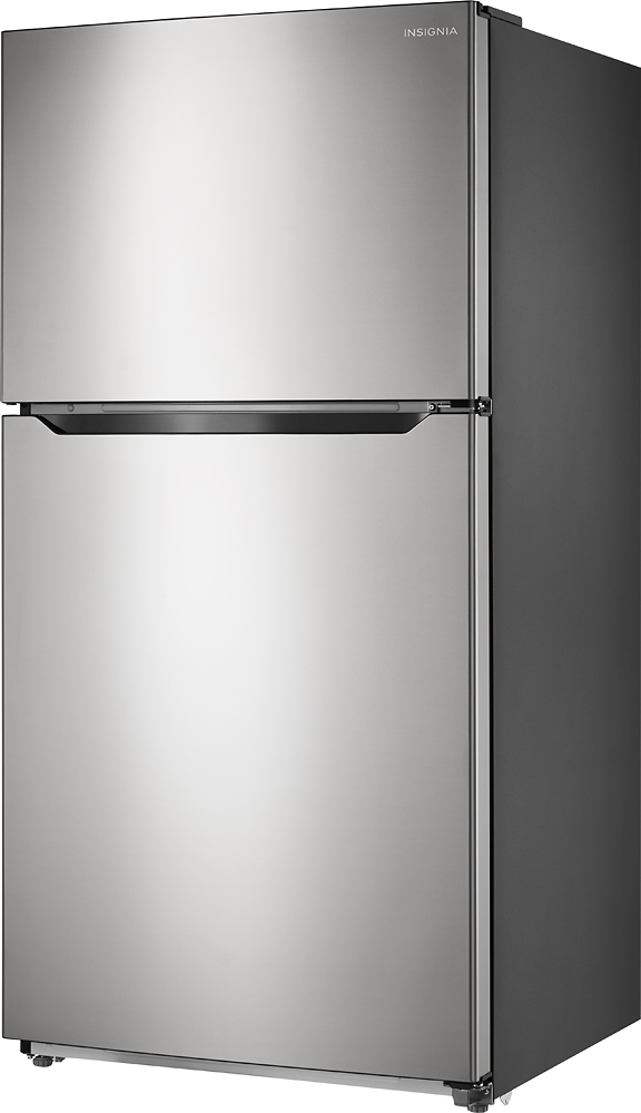 Left View: Insignia™ - 21 Cu. Ft. Top-Freezer Refrigerator - Stainless Steel Look