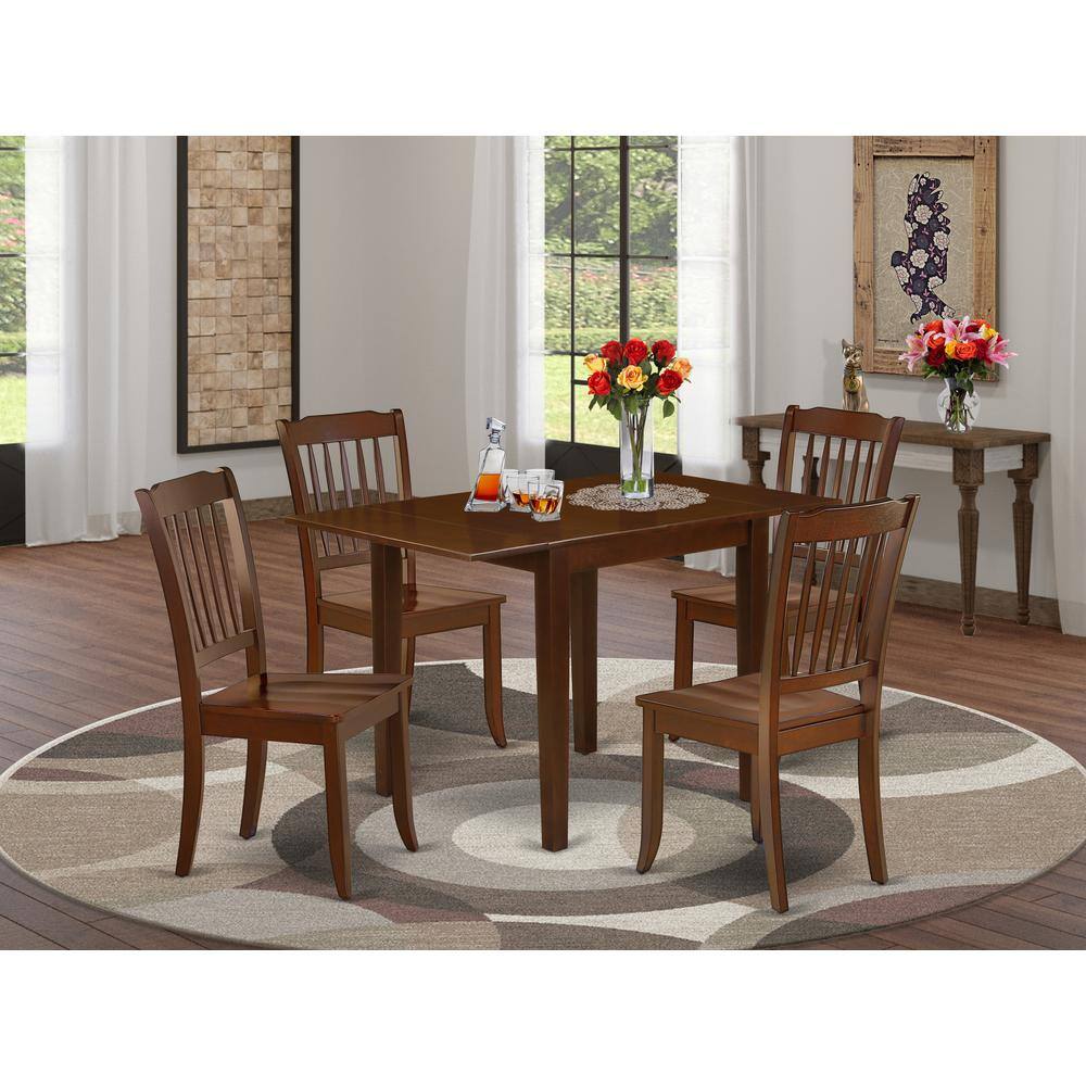 Angle. East West Furniture - Dining Room Set Mahogany - Brown.