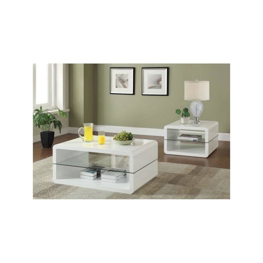 Alt View 1. Coaster Co. of America - Elana 2-piece Coffee and End Table Set White High Gloss - White.