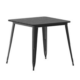 Flash Furniture - Declan Commercial Grade Indoor/Outdoor Dining Table, 31.5" Square All Weather Poly Resin Top with Steel Base - Black
