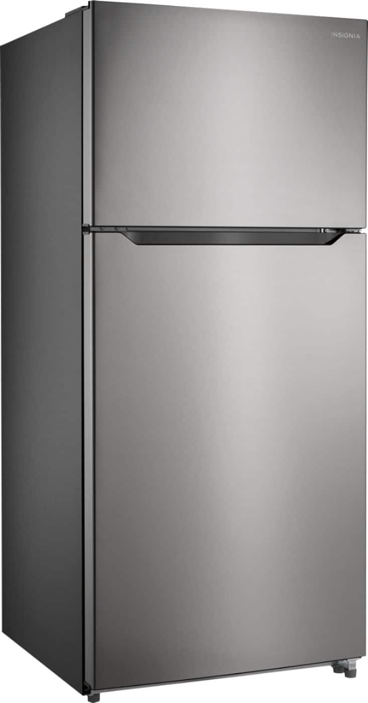 Angle. Insignia™ - 18 Cu. Ft. Top-Freezer Refrigerator - Stainless Steel.