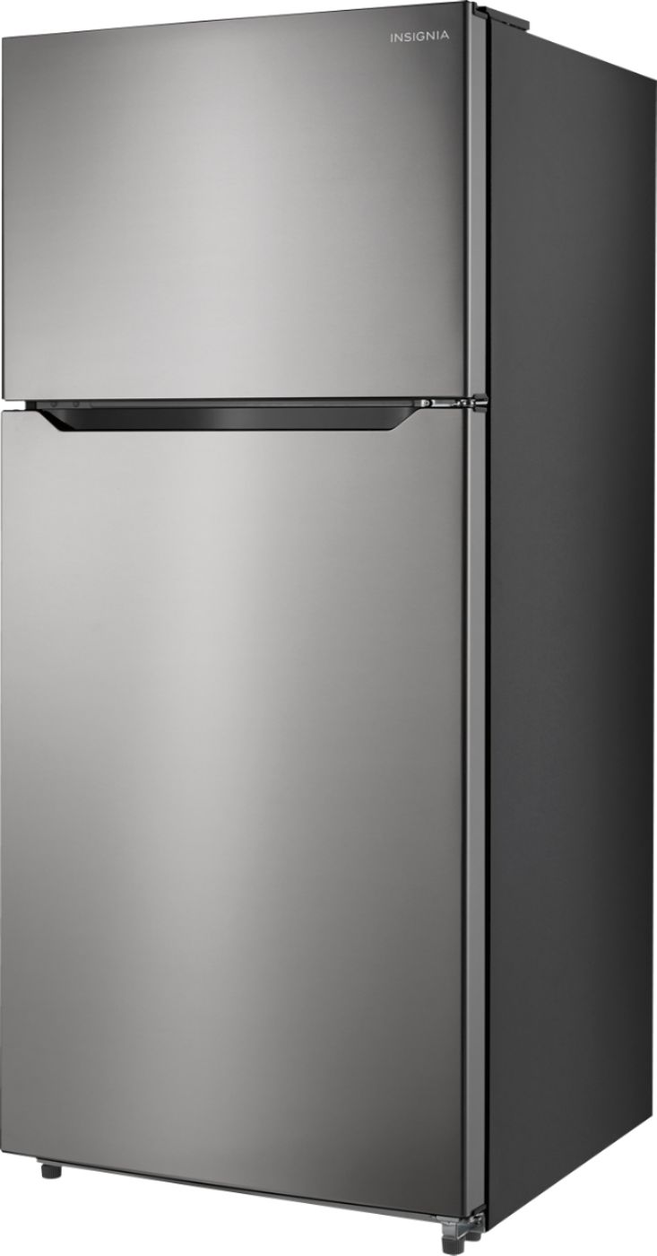 Left View: Insignia™ - 18 Cu. Ft. Top-Freezer Refrigerator - Stainless steel