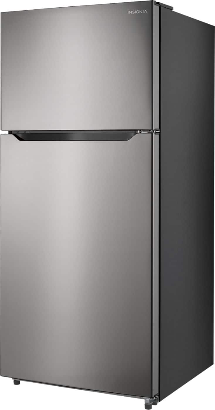 Left. Insignia™ - 18 Cu. Ft. Top-Freezer Refrigerator - Stainless Steel.