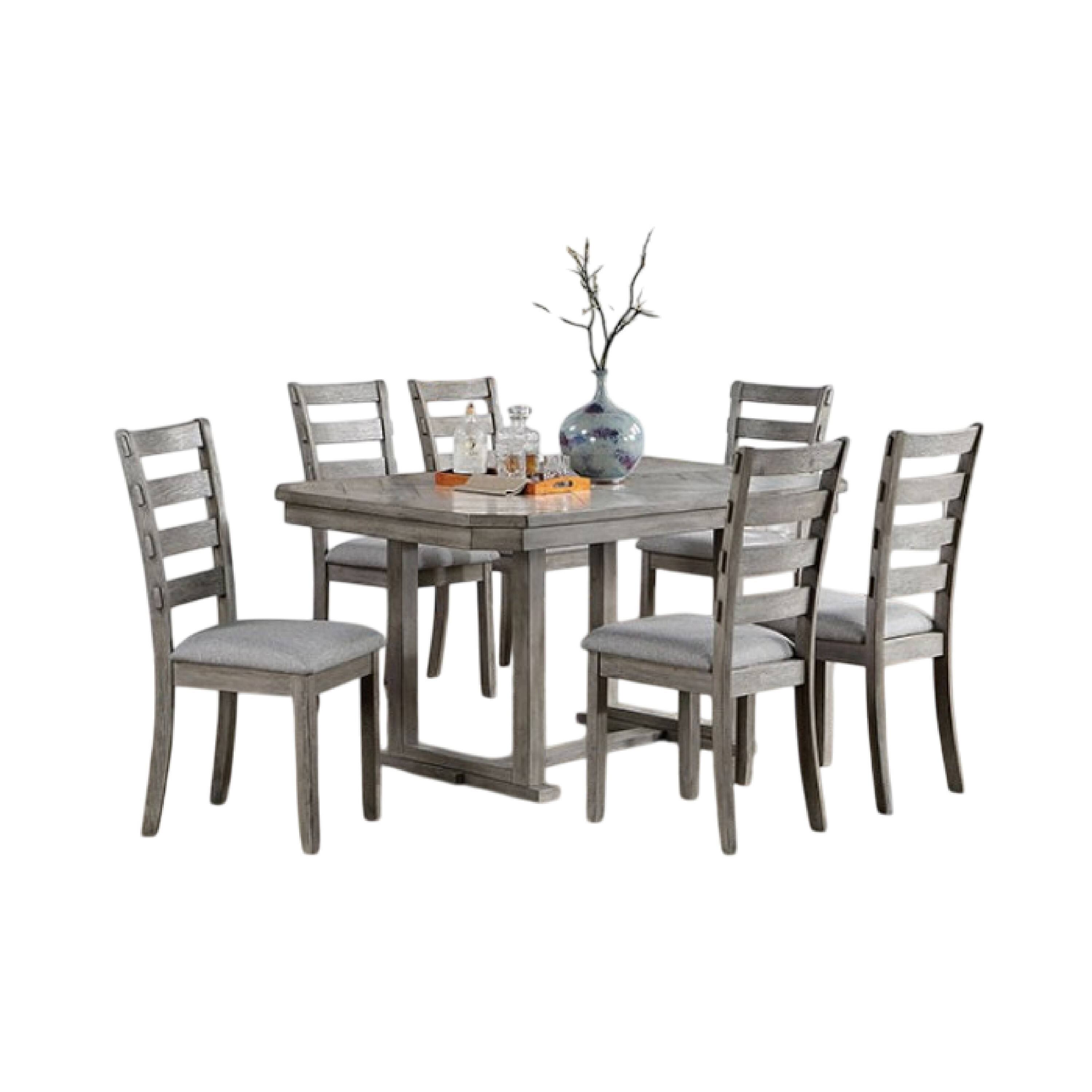 Alt View 1. Manhattan Lane - Lais 7pc Dining Table Set with 6 Ladderback Chairs - Gray.