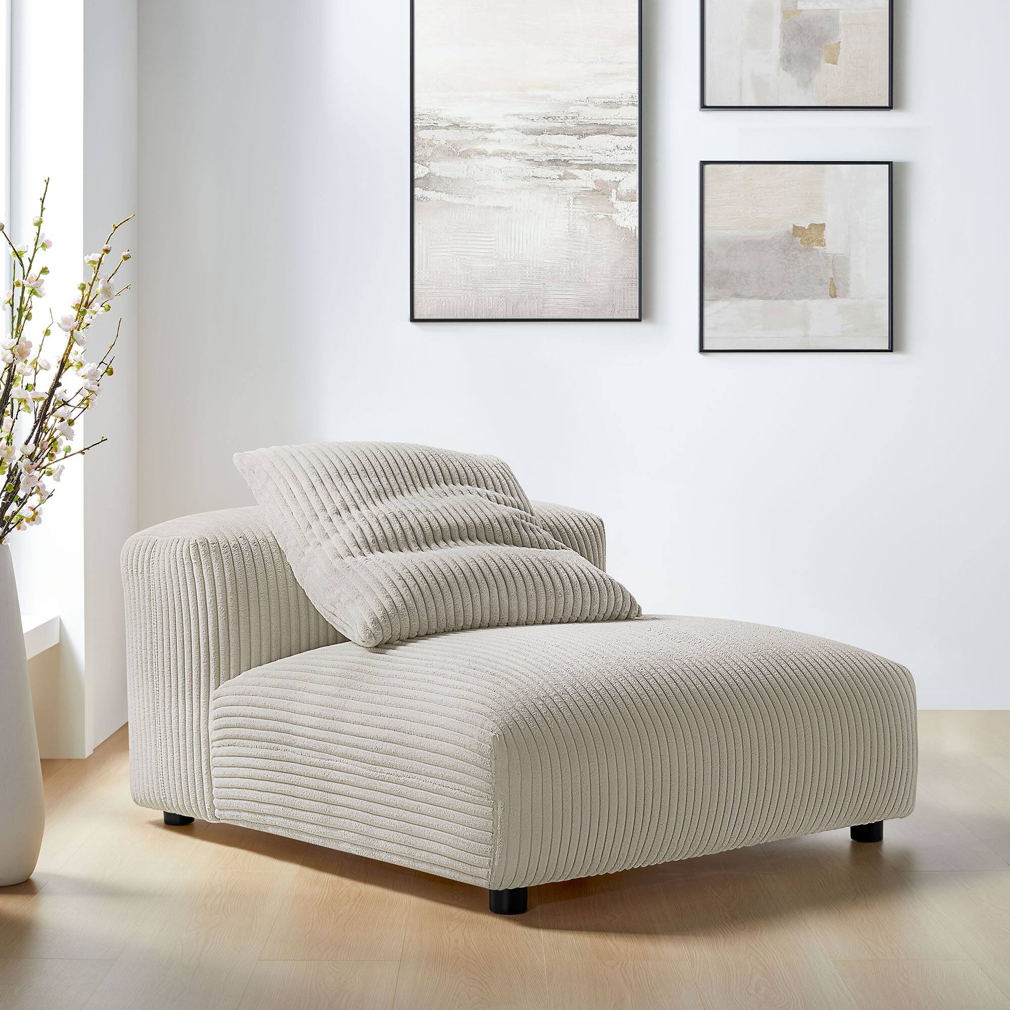 Alt View 7. Modway - Solace Modular Corduroy Upholstered Armless Chair by Modway - Almond.