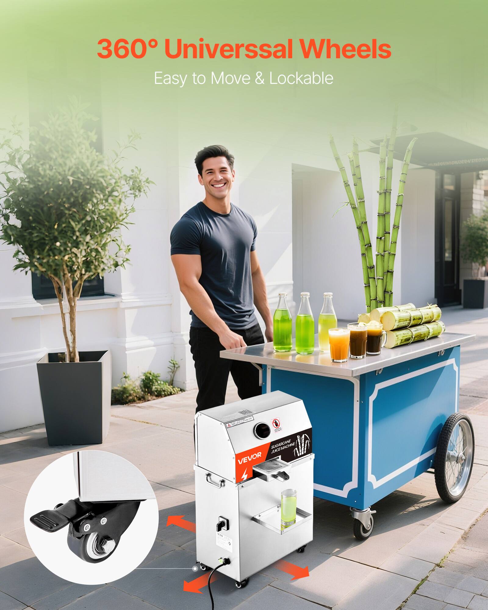360° Universal Wheels  
Easy to Move & Lockable  

MARVOLORGER/DEOOM  
SUGARCANE VEVOR